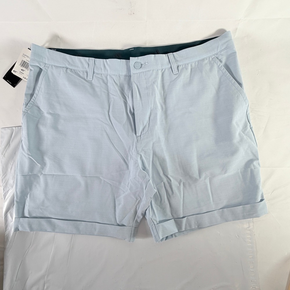 Adidas Men Size 40 Cuffed Golf Shorts Wonder Blue Textured Flat Front IB1995